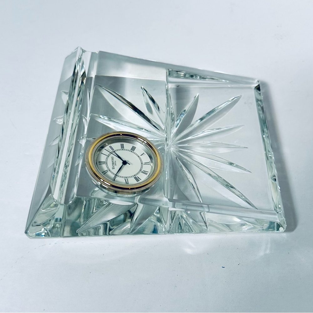 WATERFORD CRYSTAL Time Desk Set, Card Holder & Clock Desk, Polished Lead Crystal - Picture 4 of 8